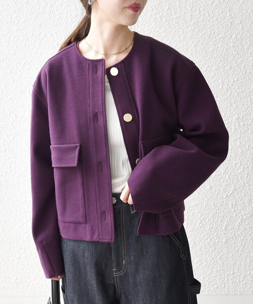 SHIPS any: エア ニードル ポケット コンパクト ノーカラー ジャケット