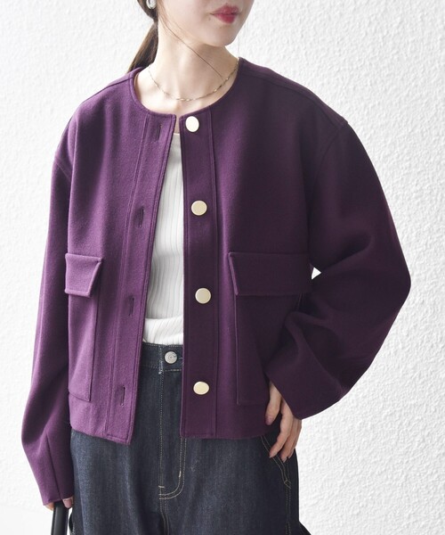 SHIPS any: エア ニードル ポケット コンパクト ノーカラー ジャケット