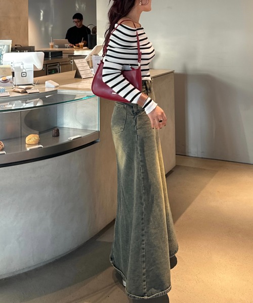 efill(エフィル)の「ボーダー オフショルダー トップス(Tシャツ/カットソー・レディース・ベージュ系・FREE)」の7枚目の写真