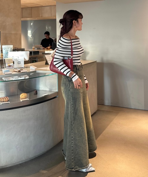 efill(エフィル)の「ボーダー オフショルダー トップス(Tシャツ/カットソー・レディース・ベージュ系・FREE)」の8枚目の写真