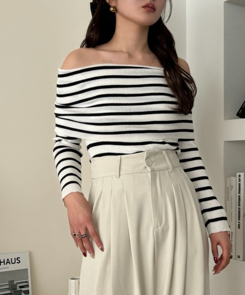 efill(エフィル)の「ボーダー オフショルダー トップス(Tシャツ/カットソー・レディース・ベージュ系・FREE)」の19枚目の写真
