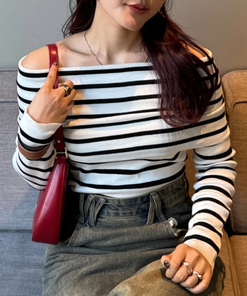 efill(エフィル)の「ボーダー オフショルダー トップス(Tシャツ/カットソー・レディース・ベージュ系・FREE)」の18枚目の写真