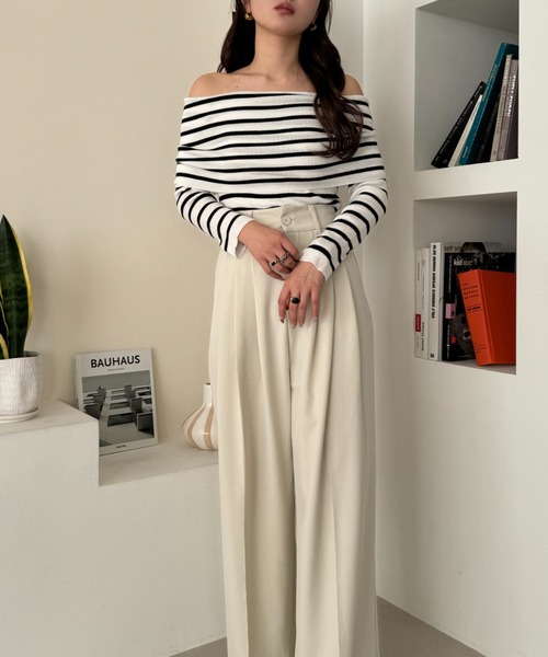 efill(エフィル)の「ボーダー オフショルダー トップス(Tシャツ/カットソー・レディース・ベージュ系・FREE)」の15枚目の写真