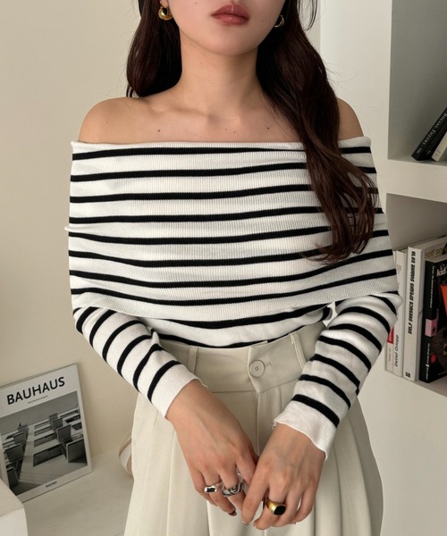 efill(エフィル)の「ボーダー オフショルダー トップス(Tシャツ/カットソー・レディース・ベージュ系・FREE)」の20枚目の写真