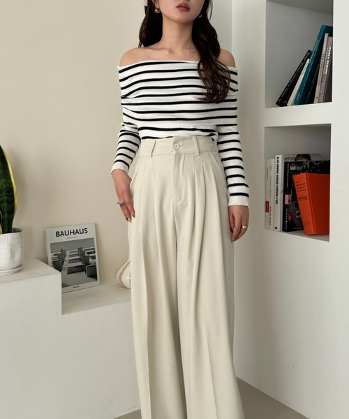 efill(エフィル)の「ボーダー オフショルダー トップス(Tシャツ/カットソー・レディース・ベージュ系・FREE)」の17枚目の写真