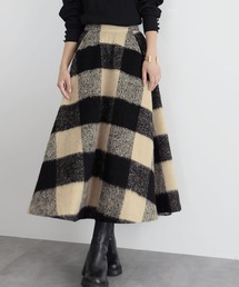 【VERY 1月号掲載】【2024AW】ブロックチェック起毛ロングフレアスカート