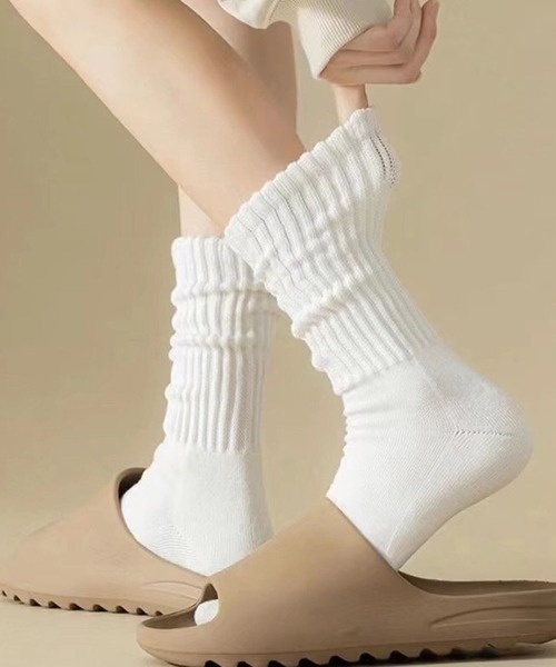 CALIFORNIA OUTFITTERS（カリフォルニア アウトフィッターズ）の「3-9D25 無地 リブルーズソックス 膝下丈 シンプル 薄手（ソックス/靴下・レディース・ホワイト/グレー/ブラック・ONESIZE）」の6枚目の写真