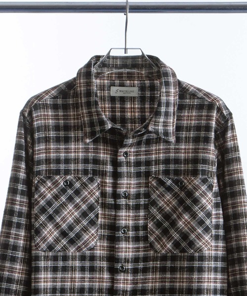 ZIP FIVE -White Line-(ジップファイブホワイトライン)の「【White Line】 カットオフ 短丈 長袖 チェック シャツ(シャツ/ブラウス・メンズ・グリーン/レッド/イエロー/ブルー/ブラック・MEDIUM/LARGE)」の11枚目の写真