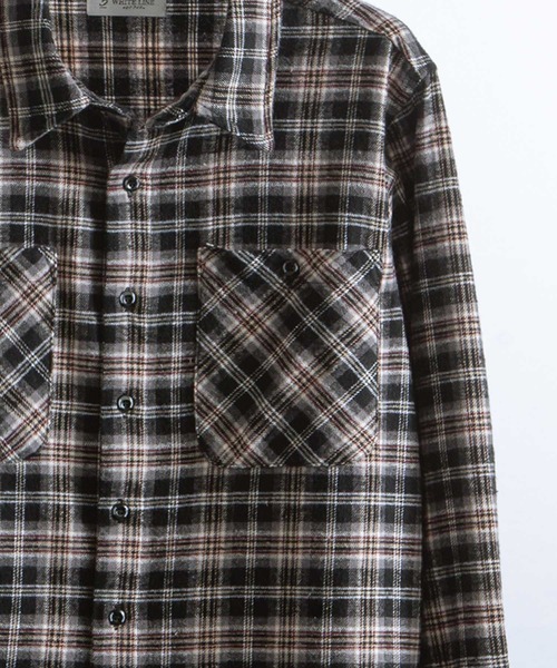 White Line】 カットオフ 短丈 長袖 チェック シャツ（シャツ/ブラウス