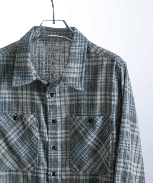 セール】【White Line】 カットオフ 短丈 長袖 チェック シャツ