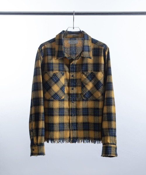 White Line】 カットオフ 短丈 長袖 チェック シャツ（シャツ/ブラウス