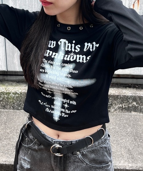 00s semantic design ロンT archive ラメ ハトメネックデザインロンT（Tシャツ/カットソー）｜Figments
