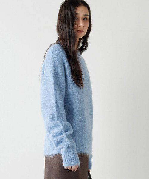 アルパカシャギークルーネックニット（ニット/セーター