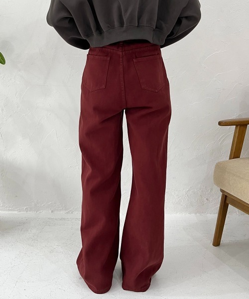Rejoule(リジュール)の「ストリング付きハイウエストデニムストレートパンツ(デニムパンツ・レディース・ボルドー/ライトブルー/ダークブルー・M/S)」の10枚目の写真
