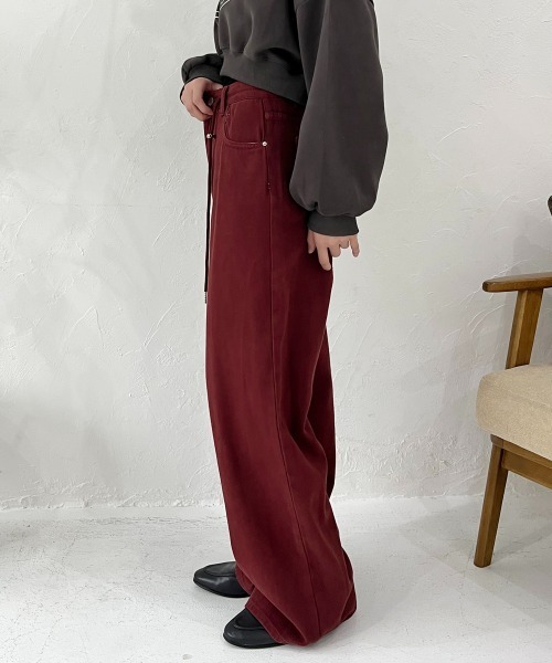 Rejoule(リジュール)の「ストリング付きハイウエストデニムストレートパンツ(デニムパンツ・レディース・ボルドー/ライトブルー/ダークブルー・M/S)」の9枚目の写真