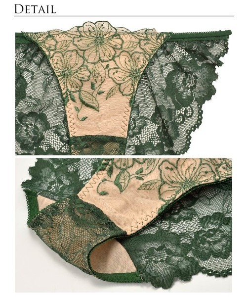 セクシー レース 花柄 ブラジャー & バック透け フルバック ショーツ セット（ブラ&ショーツ）｜Reinest（レイネスト）