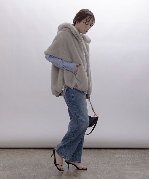 ミンクファー フーディドロスト ベストコート Eimee Law│Eimee