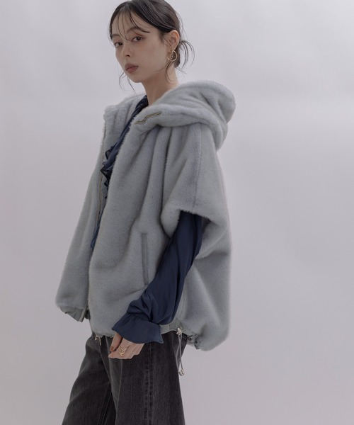 ミンクファー フーディドロスト ベストコート（その他アウター