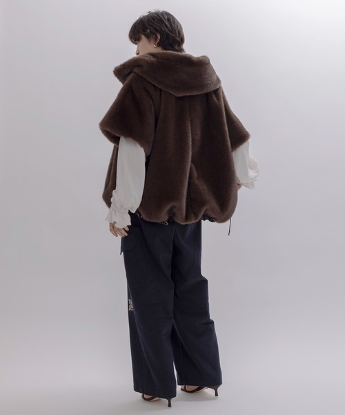 ミンクファー フーディドロスト ベストコート（その他アウター