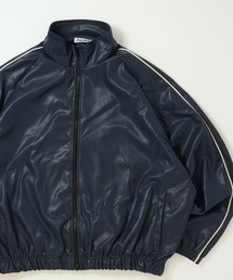 Ritzy（リッツィー）の「synthetic leather track jacket/合成皮革 トラックジャケット レディース メンズ（ブルゾン）」