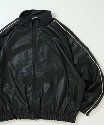 Ritzy（リッツィー）の「synthetic leather track jacket/合成皮革 トラックジャケット レディース メンズ（ブルゾン）」