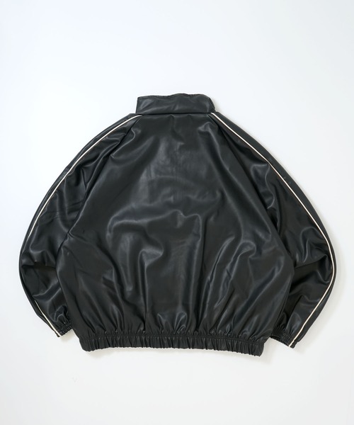 synthetic leather track jacket/合成皮革 トラックジャケット