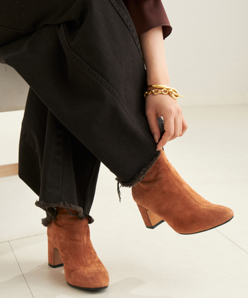 値下げ！ファビオルスコーニ　ショートブーツ　茶キャメル　37 plage（プラージュ）の「FABIO RUSCONI/ファビオルスコーニ SUEDE