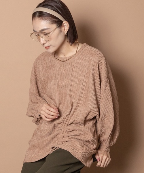 Bou Jeloud(ブージュルード)の「ウエストギャザープルオーバー(Tシャツ/カットソー・レディース・ベージュ/ブラック/ブルー・FREE)」の2枚目の写真