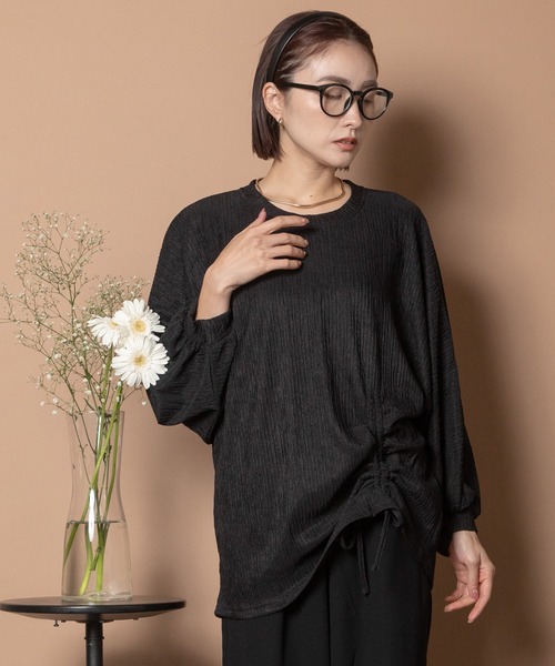 Bou Jeloud(ブージュルード)の「ウエストギャザープルオーバー(Tシャツ/カットソー・レディース・ベージュ/ブラック/ブルー・FREE)」の5枚目の写真