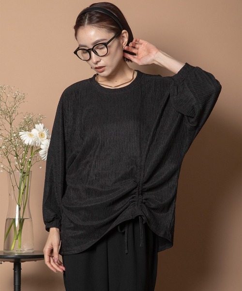Bou Jeloud(ブージュルード)の「ウエストギャザープルオーバー(Tシャツ/カットソー・レディース・ベージュ/ブラック/ブルー・FREE)」の7枚目の写真