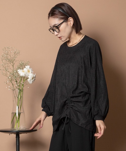 Bou Jeloud(ブージュルード)の「ウエストギャザープルオーバー(Tシャツ/カットソー・レディース・ベージュ/ブラック/ブルー・FREE)」の8枚目の写真