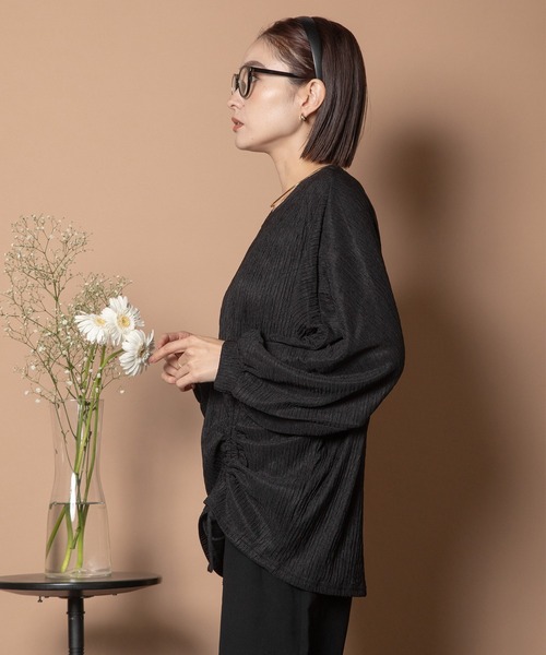 Bou Jeloud(ブージュルード)の「ウエストギャザープルオーバー(Tシャツ/カットソー・レディース・ベージュ/ブラック/ブルー・FREE)」の9枚目の写真