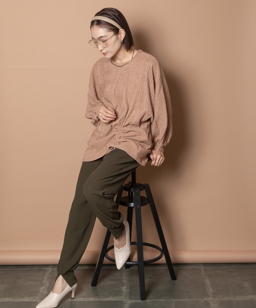 Bou Jeloud(ブージュルード)の「ウエストギャザープルオーバー(Tシャツ/カットソー・レディース・ベージュ/ブラック/ブルー・FREE)」の13枚目の写真