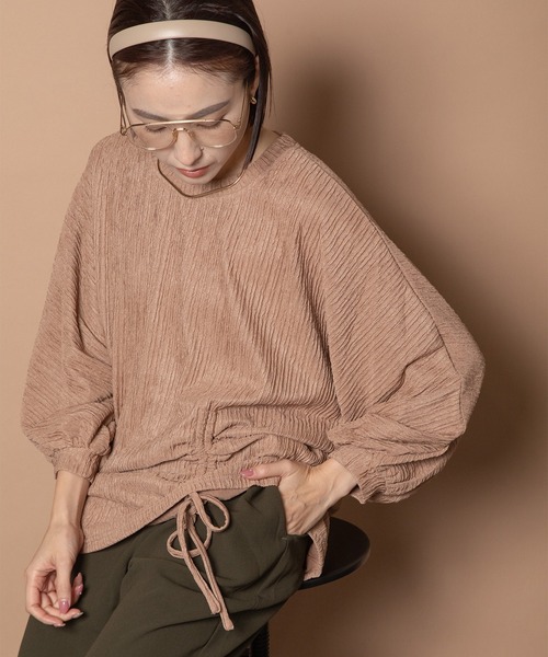 Bou Jeloud(ブージュルード)の「ウエストギャザープルオーバー(Tシャツ/カットソー・レディース・ベージュ/ブラック/ブルー・FREE)」の14枚目の写真