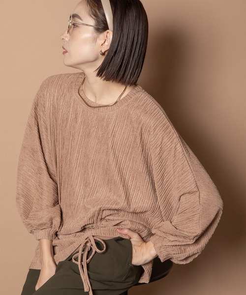 Bou Jeloud(ブージュルード)の「ウエストギャザープルオーバー(Tシャツ/カットソー・レディース・ベージュ/ブラック/ブルー・FREE)」の15枚目の写真
