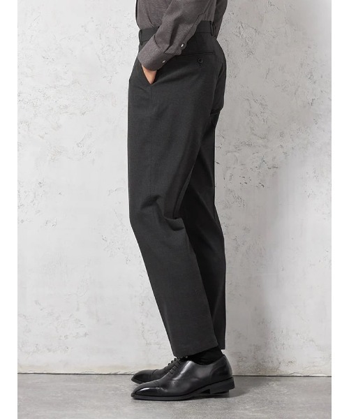 HARUYAMA(ハルヤマ)の「【ストレッチ】パンツ ノータック【セットアップ商品有】ウォッシャブル ウエストゴム仕様 グレンチェック TOKYO RUN 通年(スラックス・メンズ・チャコールグレー・LL/M/L)」の4枚目の写真