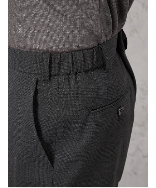 HARUYAMA(ハルヤマ)の「【ストレッチ】パンツ ノータック【セットアップ商品有】ウォッシャブル ウエストゴム仕様 グレンチェック TOKYO RUN 通年(スラックス・メンズ・チャコールグレー・LL/M/L)」の7枚目の写真
