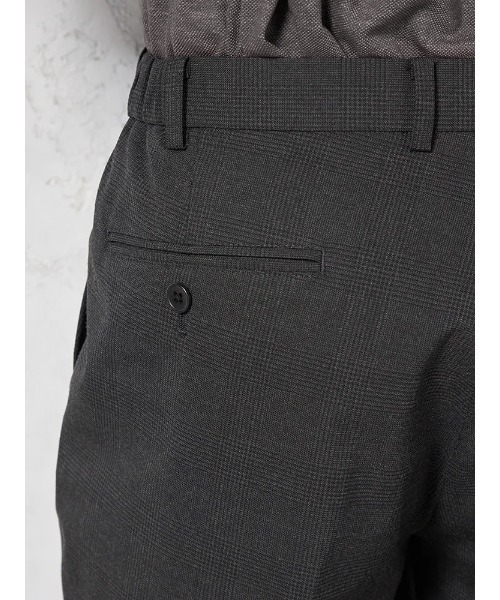 HARUYAMA(ハルヤマ)の「【ストレッチ】パンツ ノータック【セットアップ商品有】ウォッシャブル ウエストゴム仕様 グレンチェック TOKYO RUN 通年(スラックス・メンズ・チャコールグレー・LL/M/L)」の8枚目の写真