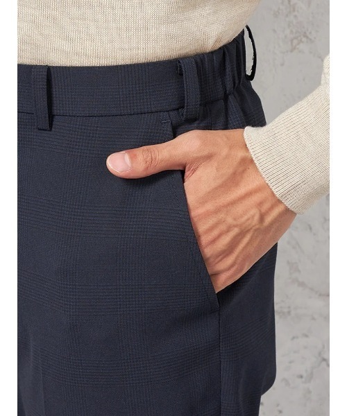 HARUYAMA(ハルヤマ)の「【ストレッチ】パンツ ノータック【セットアップ商品有】ウォッシャブル ウエストゴム仕様 グレンチェック TOKYO RUN 通年(スラックス・メンズ・チャコールグレー・LL/M/L)」の15枚目の写真