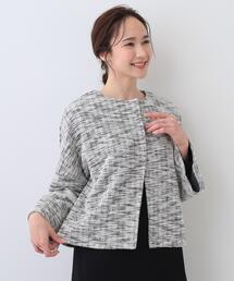 DRESKIP | 袖フレアーカットツイードジャケット(ノーカラージャケット)
