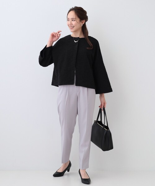 DRESKIP（ドレスキップ）の「袖フレアーカットツイードジャケット（ノーカラージャケット・レディース・ブラック/ホワイト系6・04/03/02/01）」の5枚目の写真