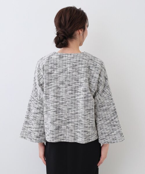 DRESKIP（ドレスキップ）の「袖フレアーカットツイードジャケット（ノーカラージャケット・レディース・ブラック/ホワイト系6・04/03/02/01）」の13枚目の写真