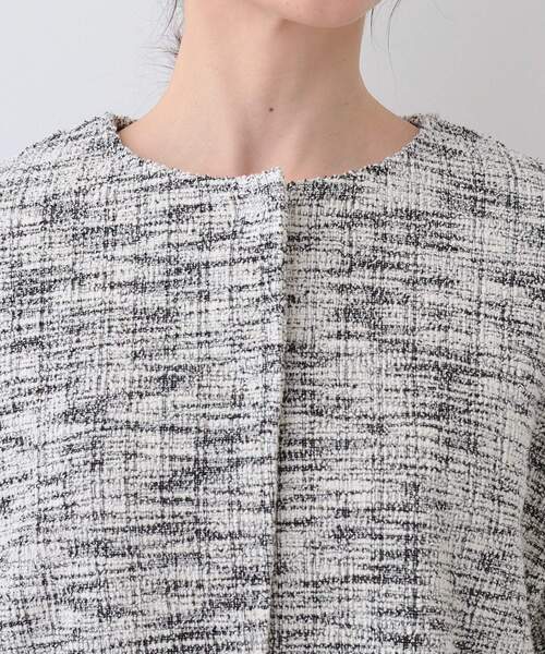 DRESKIP（ドレスキップ）の「袖フレアーカットツイードジャケット（ノーカラージャケット・レディース・ブラック/ホワイト系6・04/03/02/01）」の14枚目の写真