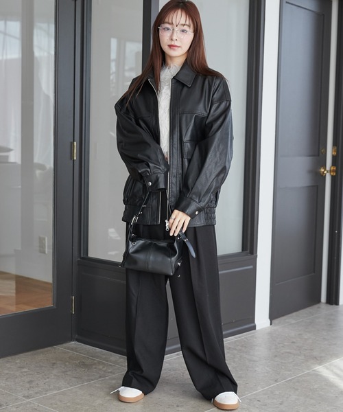 WEGO（ウィゴー）の「WEGO/ヴィンテージライクPUフライトジャケット（ブルゾン・レディース・ブラック/ダークブラウン・MEDIUM/SMALL）」の17枚目の写真