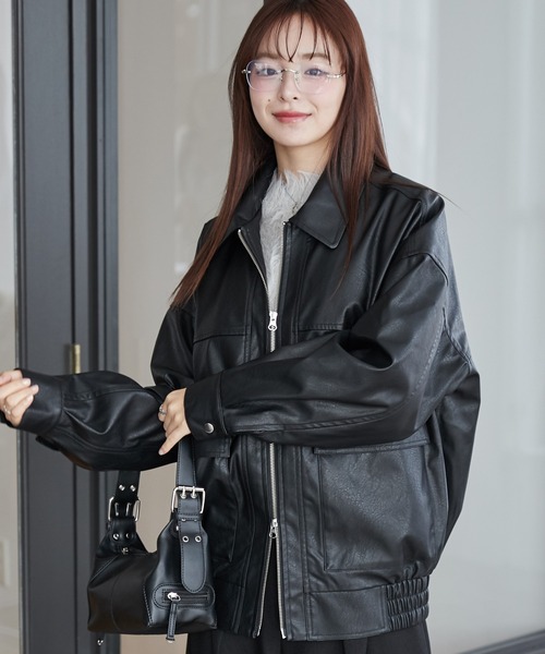 WEGO/【25年春夏新作】ヴィンテージライクPUフライトジャケット