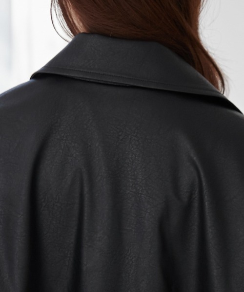 WEGO（ウィゴー）の「WEGO/ヴィンテージライクPUフライトジャケット（ブルゾン・レディース・ブラック/ダークブラウン・MEDIUM/SMALL）」の12枚目の写真