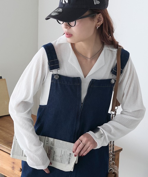 BONLECILL(ボンルシール)の「シアーランダムテレコスキッパープルオーバー(Tシャツ/カットソー・レディース・ブラック/ライトグレー/オレンジ/ブルー/オフホワイト・FREE)」の12枚目の写真