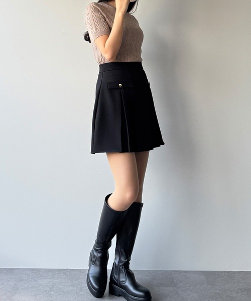 mipiarl（ミピアール）の「インナーパンツ付ゴールドボタンプリーツミニスカート（スカート・レディース・ブラック/アイボリー/ダークグレー・SMALL/MEDIUM/LARGE/X-LARGE）」の20枚目の写真