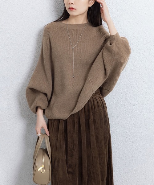 MAISON DE THERESE(メゾン ド テレーズ)の「ドルマンスリーブ クルーネックニット(ニット/セーター・レディース・レッド/グリーン/ベージュ/モカ・S)」の6枚目の写真