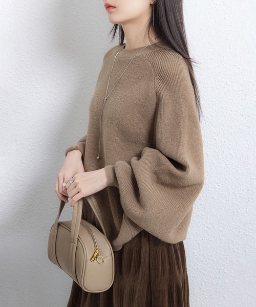 MAISON DE THERESE(メゾン ド テレーズ)の「ドルマンスリーブ クルーネックニット(ニット/セーター・レディース・レッド/グリーン/ベージュ/モカ・S)」の7枚目の写真